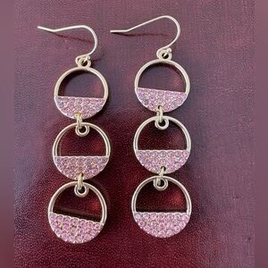 Elegant Pink and Gold Dangle Earrings